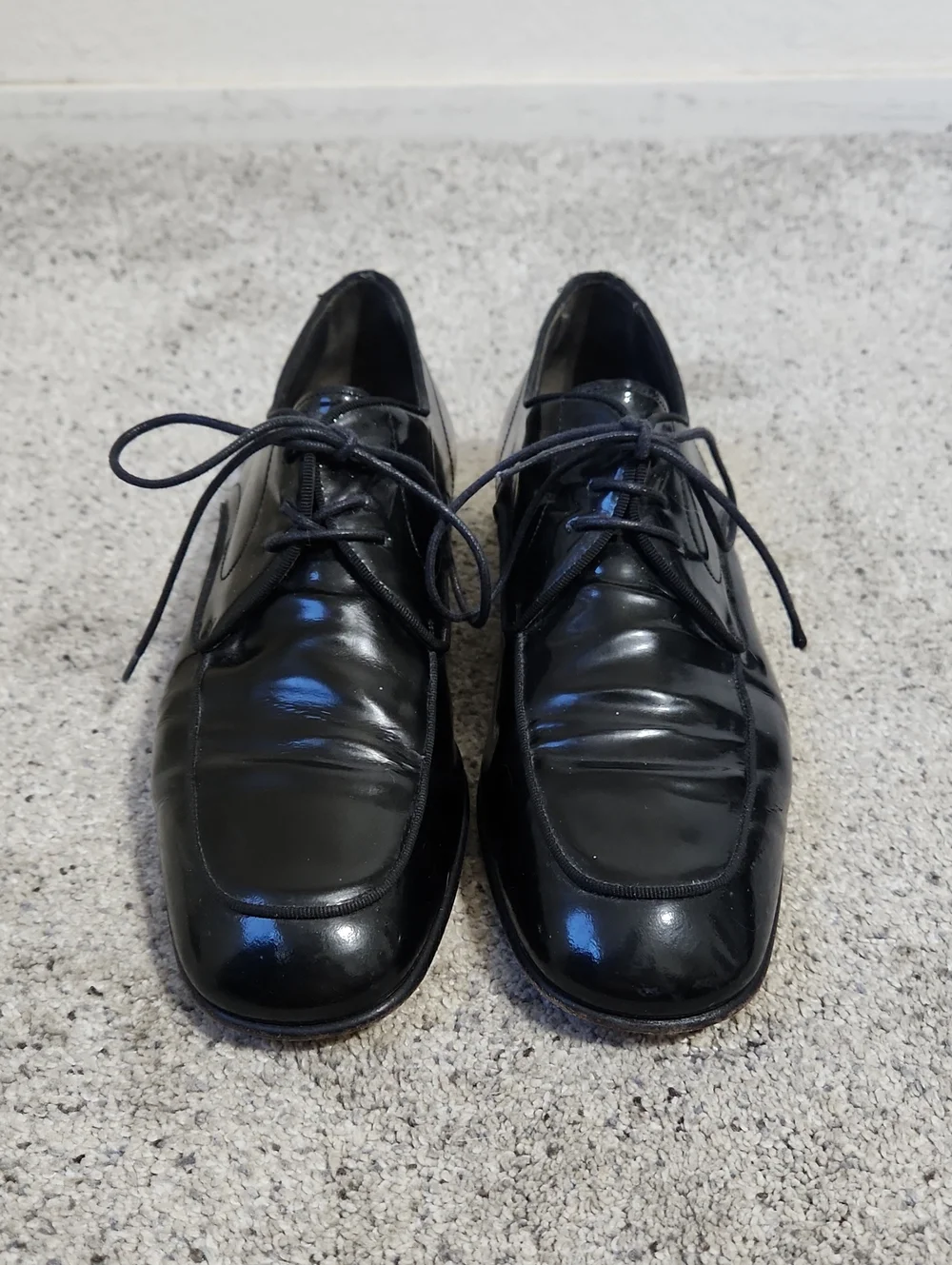 Bally Oronis Patent Calfskin Leather Shoes 8.5 D Mens Black